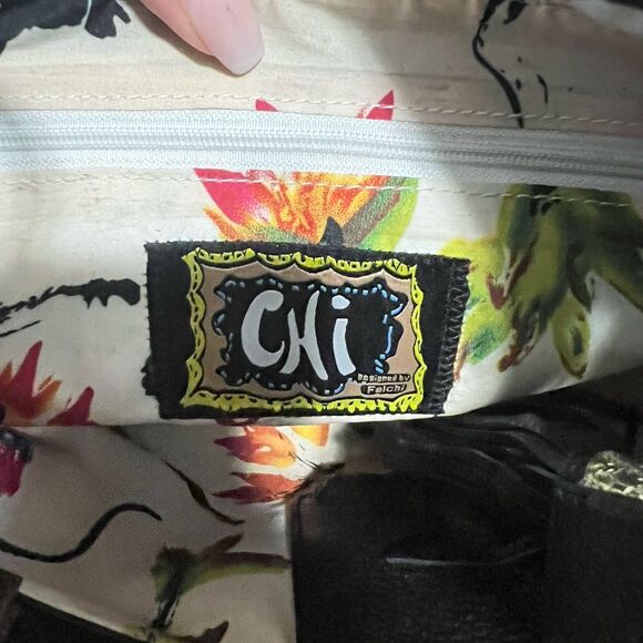 CHI by Falchi Purse Shoulder Bag Black Zebra Animal Print Leather Designer - Picture 7 of 10